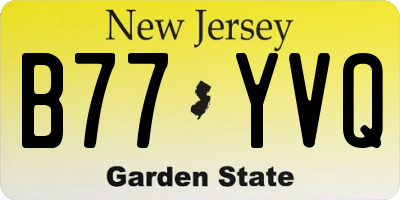 NJ license plate B77YVQ