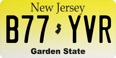 NJ license plate B77YVR