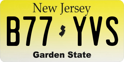 NJ license plate B77YVS