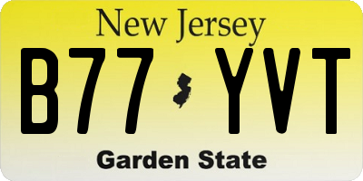 NJ license plate B77YVT