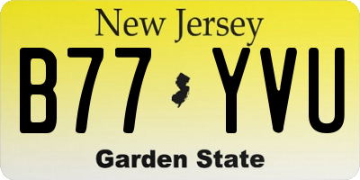 NJ license plate B77YVU