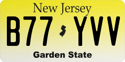 NJ license plate B77YVV