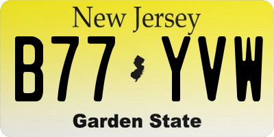 NJ license plate B77YVW
