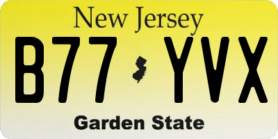 NJ license plate B77YVX