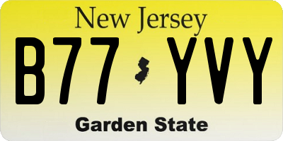 NJ license plate B77YVY