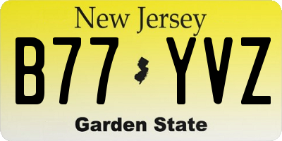 NJ license plate B77YVZ