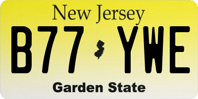 NJ license plate B77YWE