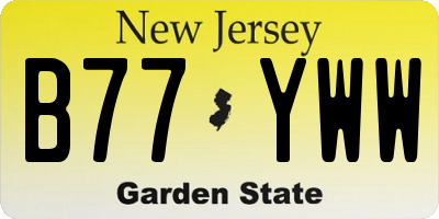 NJ license plate B77YWW