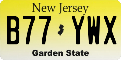 NJ license plate B77YWX