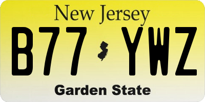 NJ license plate B77YWZ