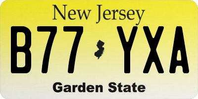 NJ license plate B77YXA