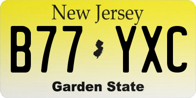 NJ license plate B77YXC