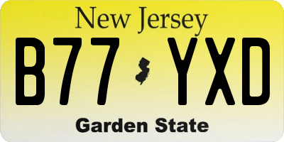 NJ license plate B77YXD