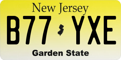 NJ license plate B77YXE
