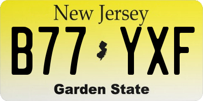 NJ license plate B77YXF