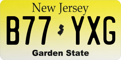 NJ license plate B77YXG