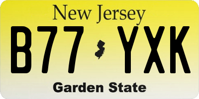 NJ license plate B77YXK