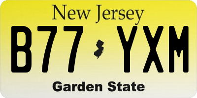 NJ license plate B77YXM