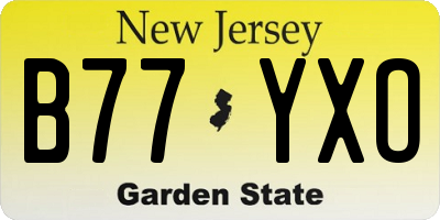 NJ license plate B77YXO