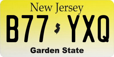 NJ license plate B77YXQ