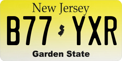 NJ license plate B77YXR