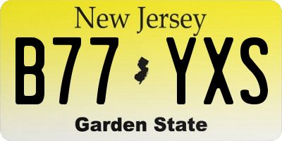 NJ license plate B77YXS