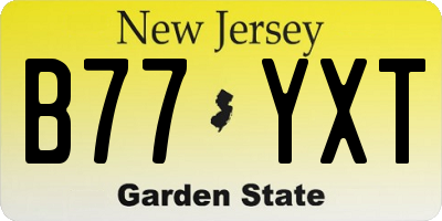 NJ license plate B77YXT