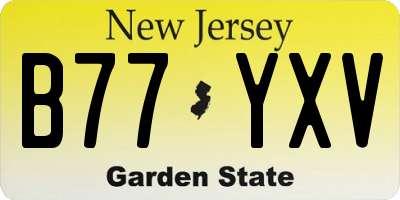 NJ license plate B77YXV