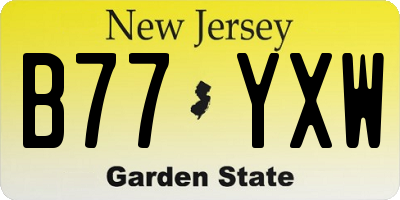 NJ license plate B77YXW