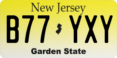 NJ license plate B77YXY