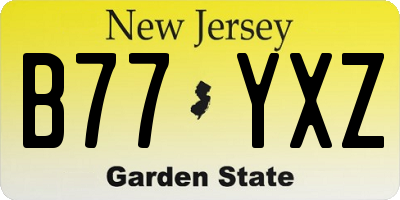 NJ license plate B77YXZ