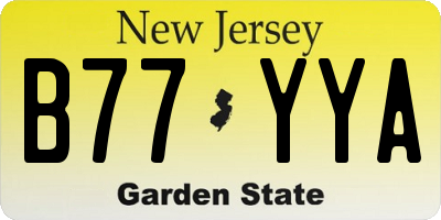 NJ license plate B77YYA
