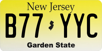NJ license plate B77YYC