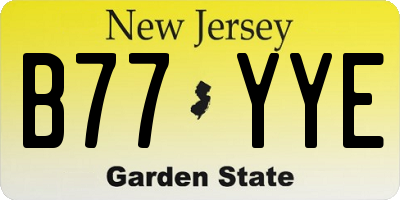 NJ license plate B77YYE