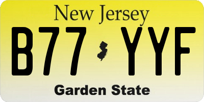 NJ license plate B77YYF