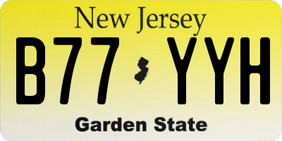 NJ license plate B77YYH