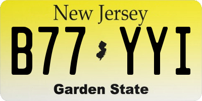 NJ license plate B77YYI