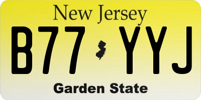 NJ license plate B77YYJ