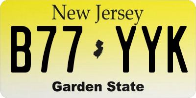 NJ license plate B77YYK