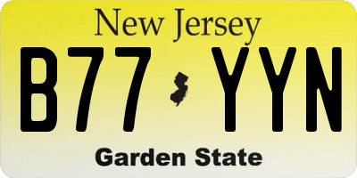 NJ license plate B77YYN