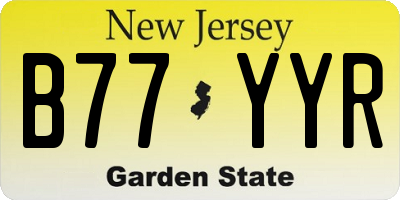 NJ license plate B77YYR