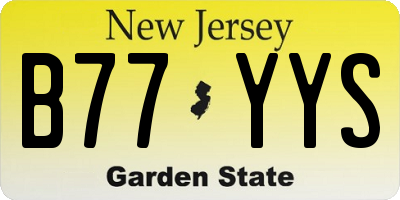 NJ license plate B77YYS