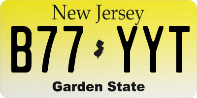 NJ license plate B77YYT