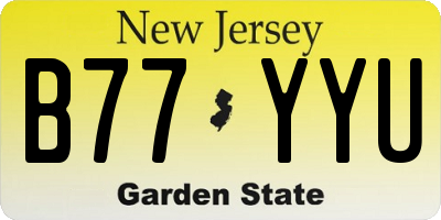 NJ license plate B77YYU