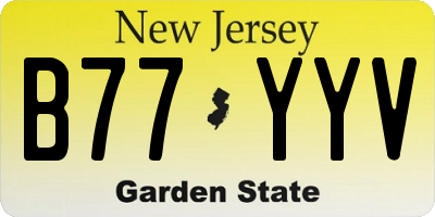 NJ license plate B77YYV