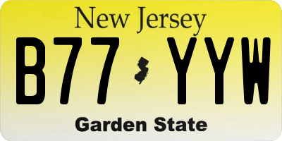 NJ license plate B77YYW
