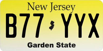 NJ license plate B77YYX