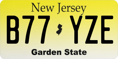 NJ license plate B77YZE