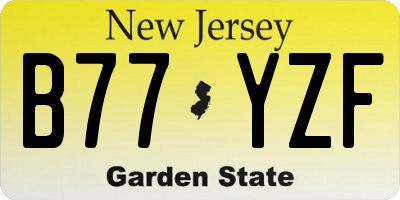 NJ license plate B77YZF