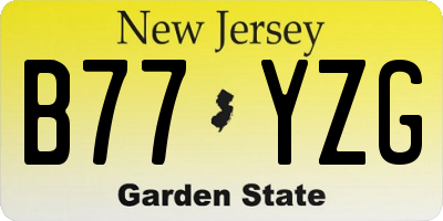 NJ license plate B77YZG